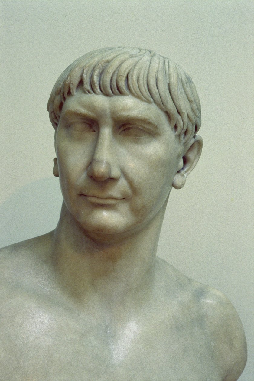 Keisari Trajanuksen muotokuva (53-117 jKr.) (marmori) tekijältä Roman
