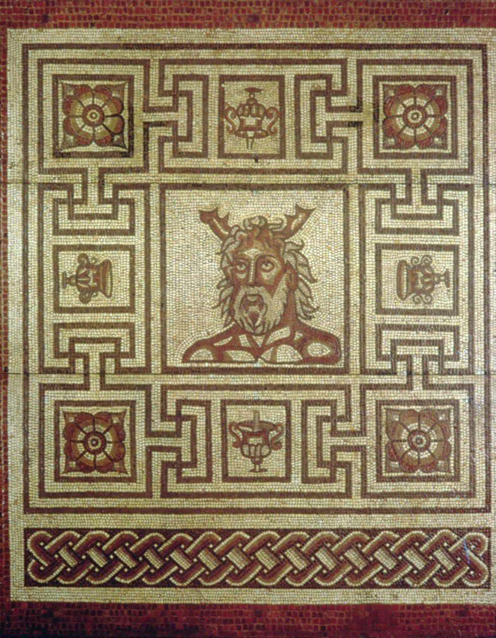 Sea God -mosaiikki, Insula IV -rakennus 8, n. 160-190 jKr (mosaiikki) tekijältä Roman