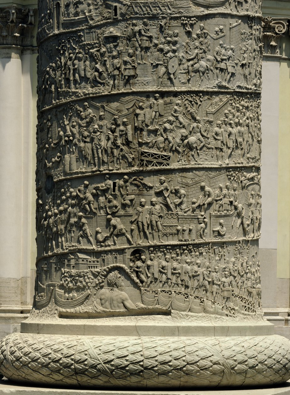 Taistelu dakialaisia vastaan, yksityiskohta Trajanuksen pylväästä, 113 jKr (kalkkikivi) tekijältä Roman