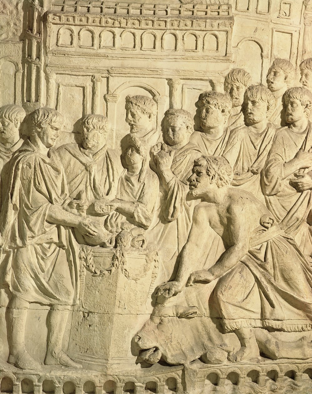 Sarmatialaiset kunnioittamassa roomalaisia, yksityiskohta Trajanuksen pylväästä (kipsi) tekijältä Roman
