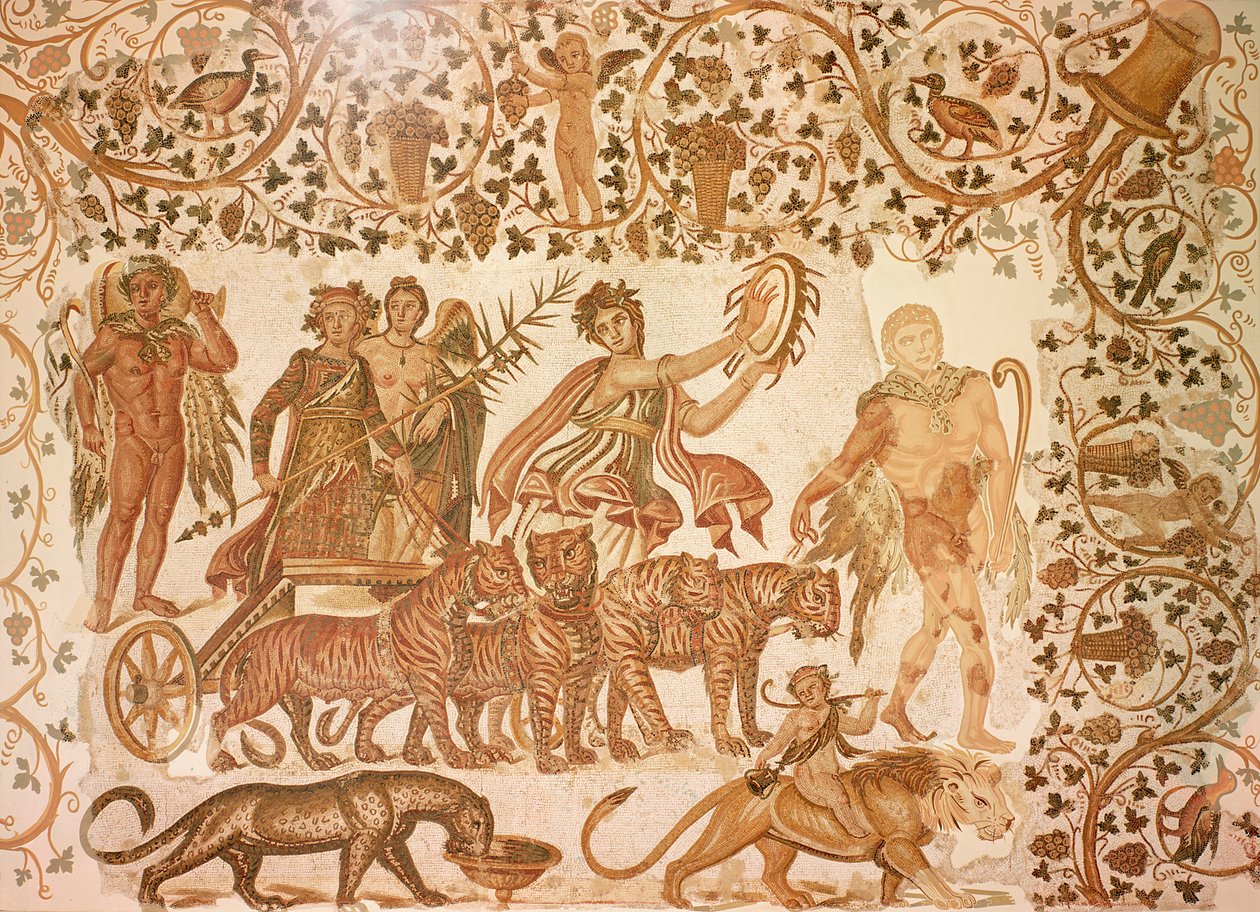 Dionysoksen voitto (mosaiikki) tekijältä Roman