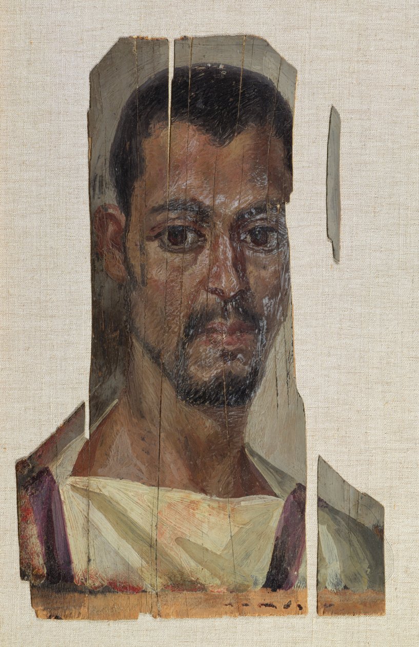 Muotokuva Fayumista (enkaustinen vaha puulle) tekijältä Roman Period Egyptian
