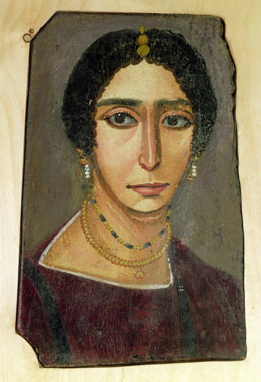 Naisen muotokuva, Fayumista, 1.-4. vuosisadalla (enkaustinen vaha puulle) tekijältä Roman Period Egyptian