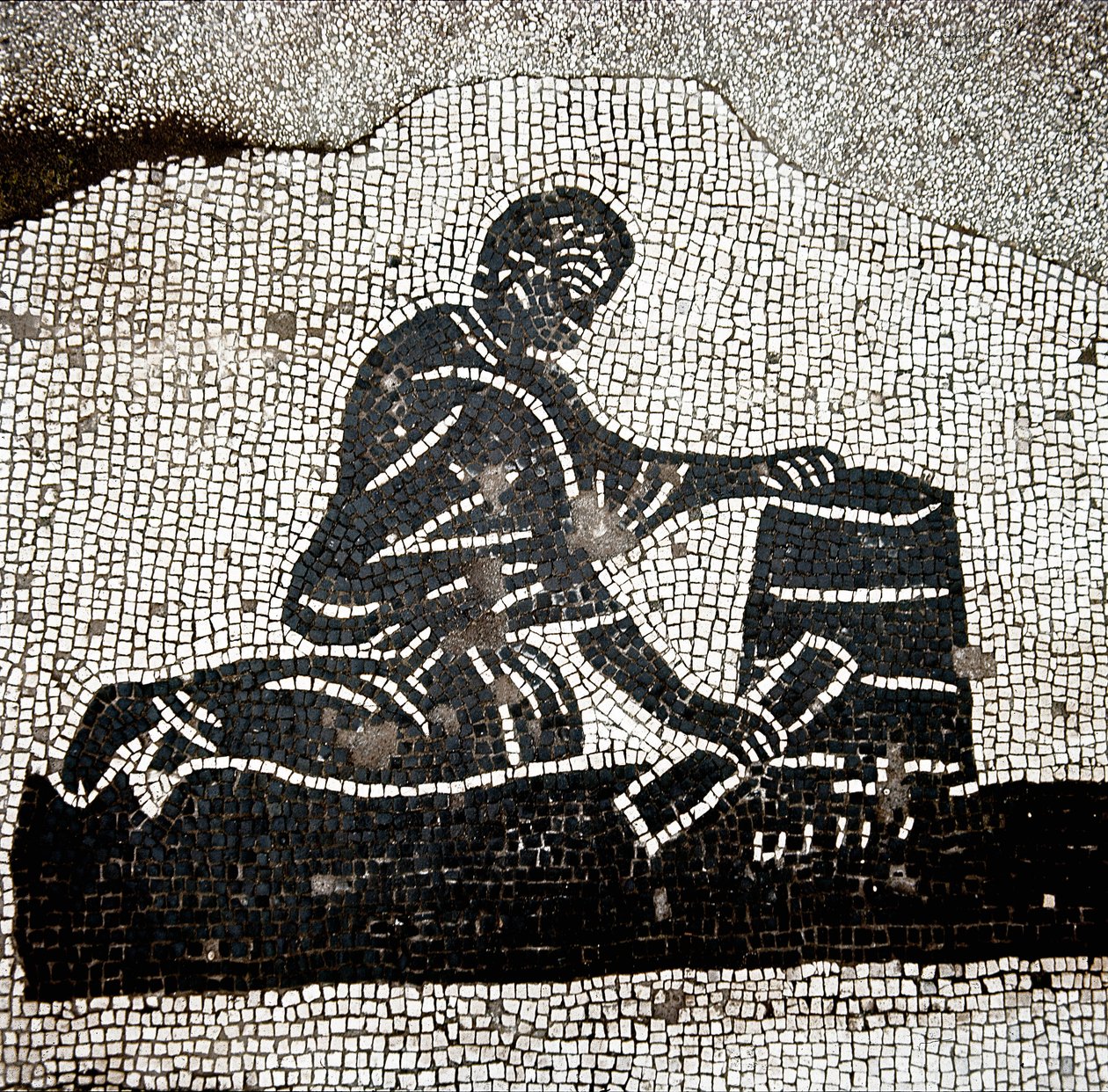 Työläinen täyttämässä vakautta (mosaiikki tekijältä Roman