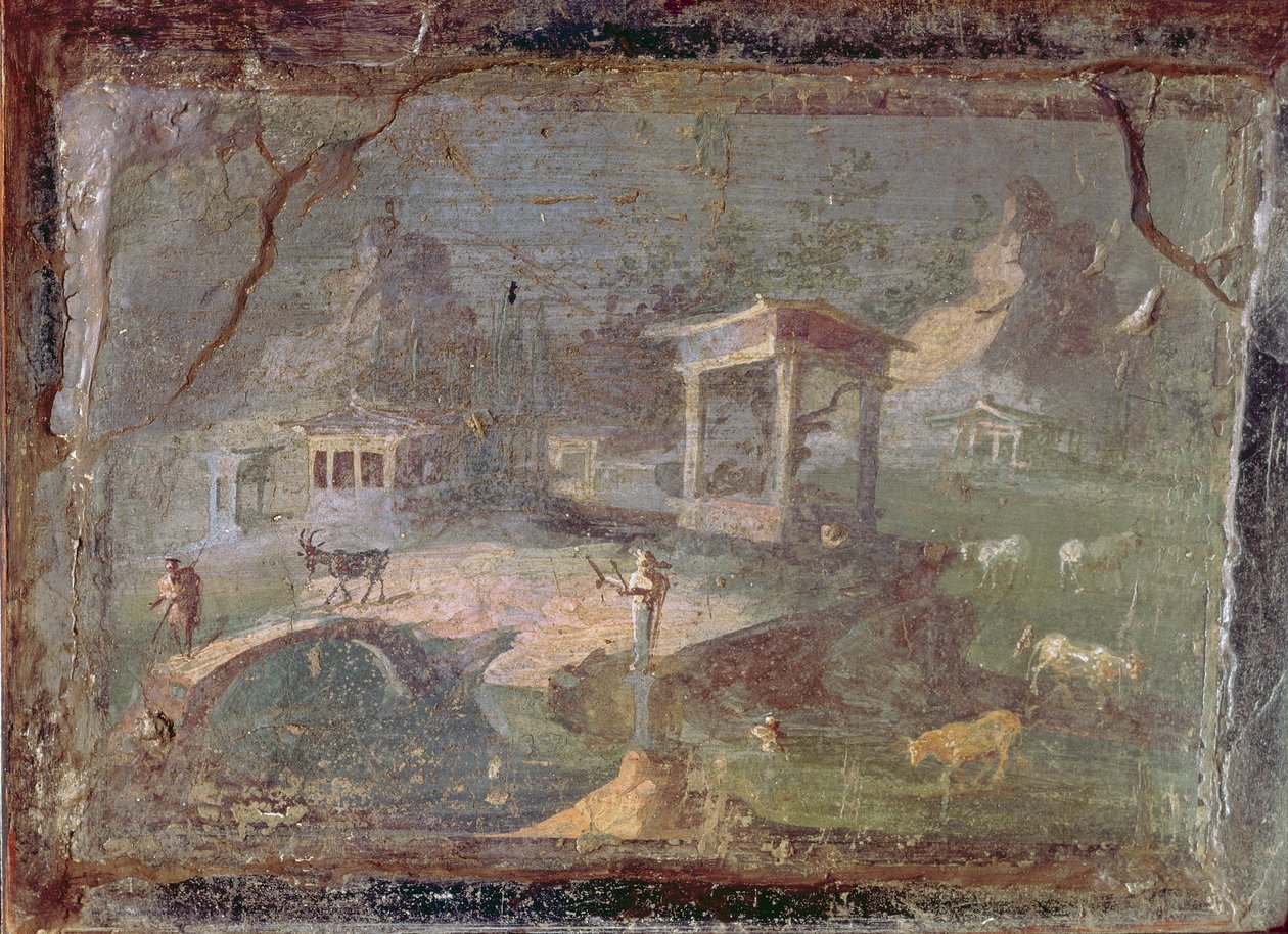 Idyllinen maisema, Herculaneum, 1. vuosisata eKr. - 79 jKr. tekijältä Roman