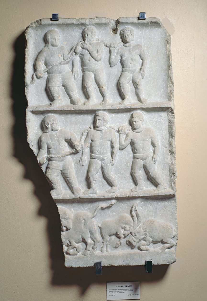 Miehet ketjuissa, helpotus löydetty Smyrnasta (marmori) tekijältä Roman