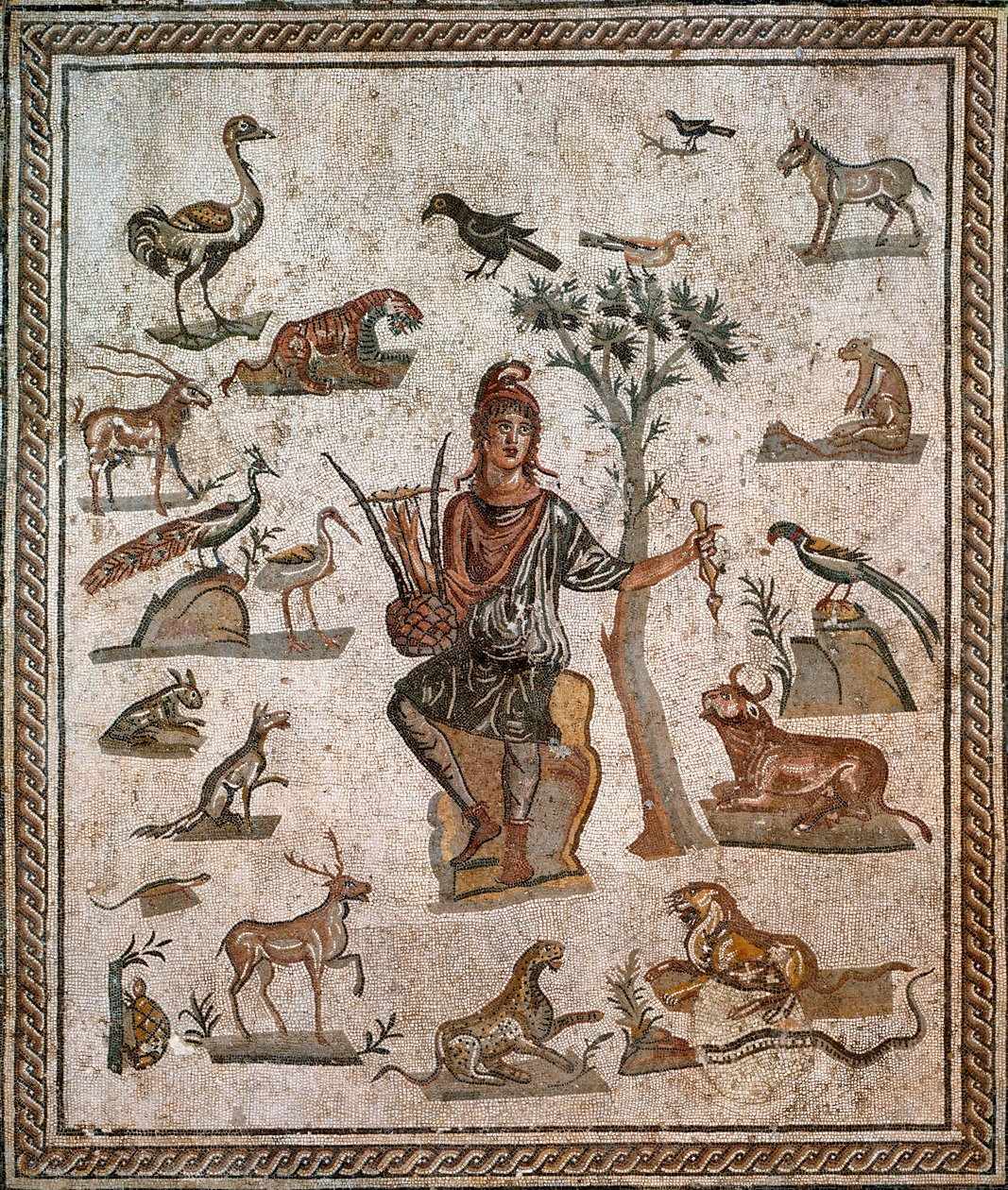 Orpheus eläinten ympäröimänä, 2. vuosisadalla tekijältä Roman