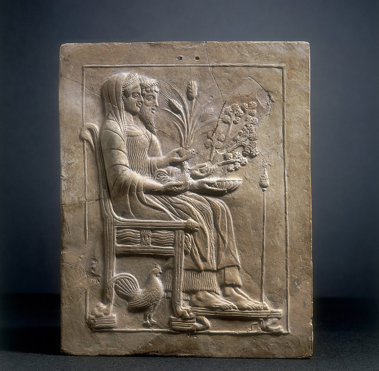 Pinax of Persephone ja Pluto Hadesissa (terrakotta) tekijältä Roman