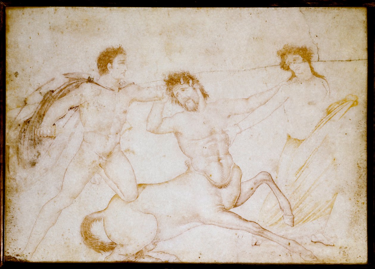 Theseus ja kentauri (piirustus marmorille tekijältä Roman