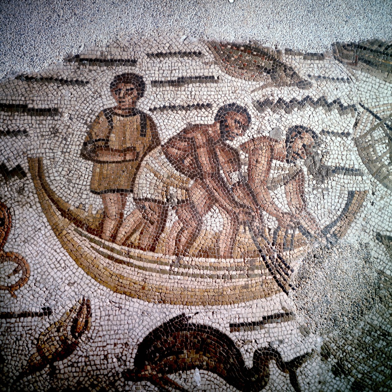 Kalastuskohtaus Mosaicissa Hippossa, Algeriassa. tekijältä Roman Roman