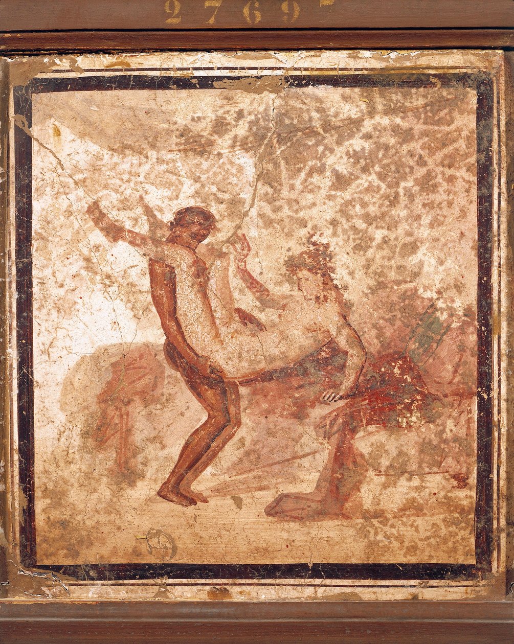 Eroottista aihetta kuvaava fresko Pompejista, Italiasta tekijältä Roman Roman