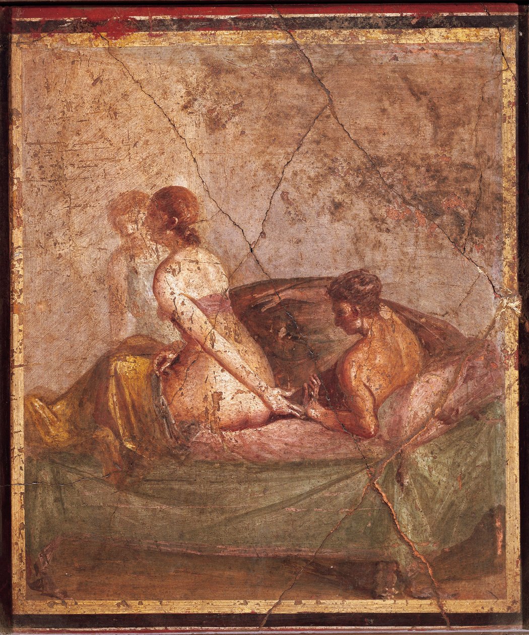 Eroottista aihetta kuvaava fresko Pompejista, Italiasta tekijältä Roman Roman