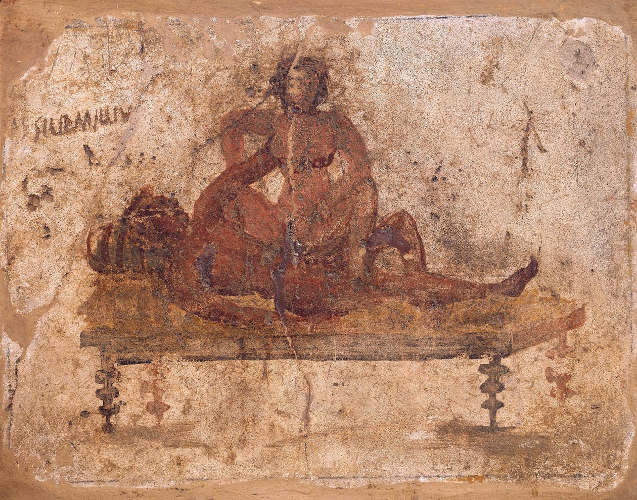 Eroottista aihetta kuvaava fresko Pompejista, Italiasta tekijältä Roman Roman