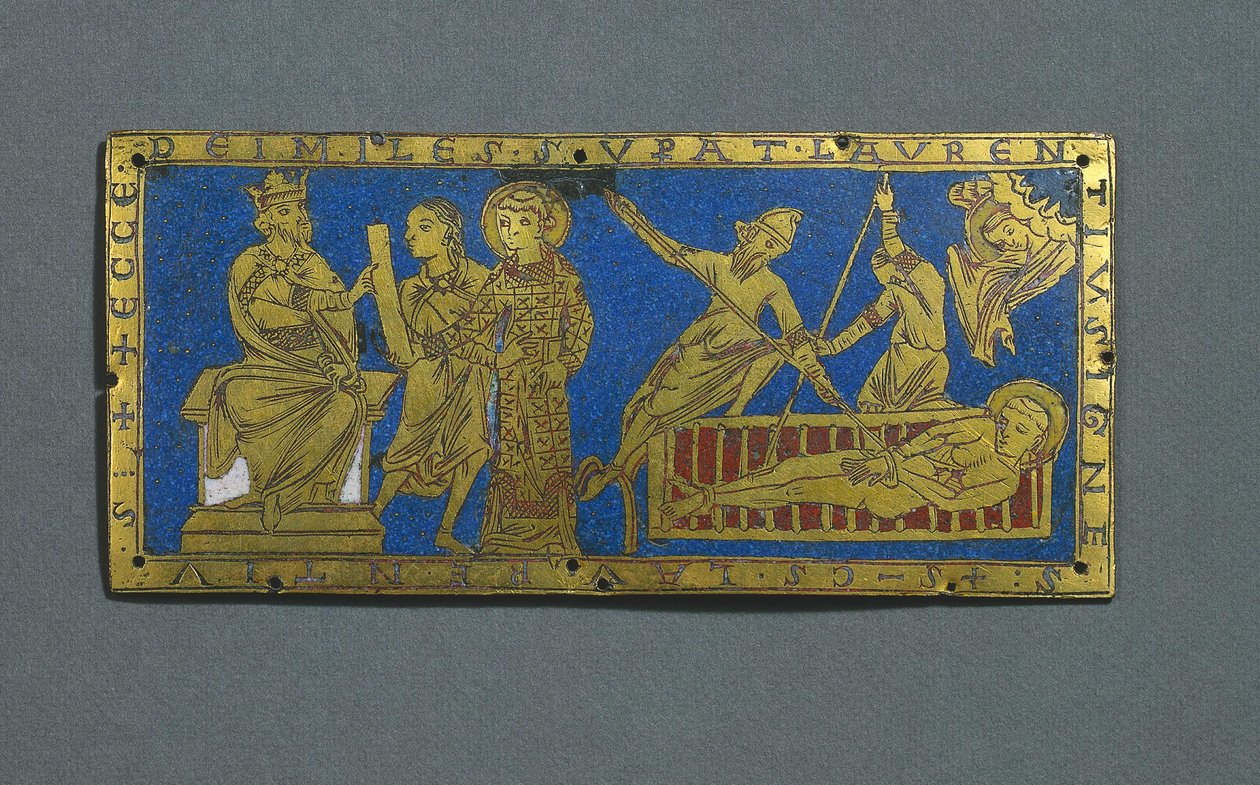 Pyhän Laurentiuksen tuomio ja marttyyrikuolema, n. 1180 tekijältä Romanesque