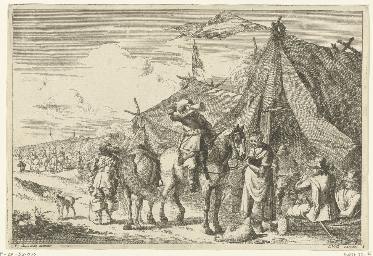 Ratsastajat lepäävät teltoissa tekijältä Romeyn de Hooghe (rejected attribution)