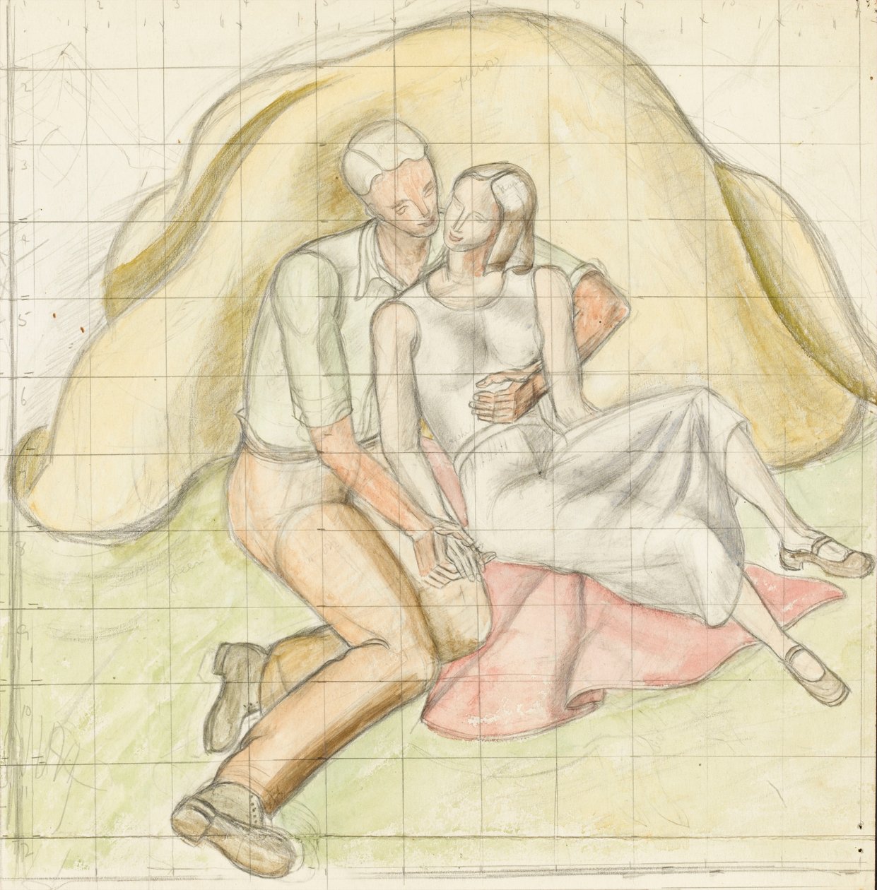 Lovers, n. 1930 (kynä ja wc paperilla) tekijältä Rosalie Brill