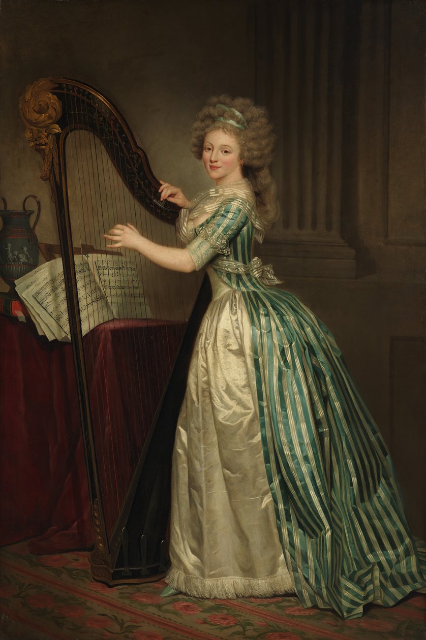 Omakuva harpulla, 1791. tekijältä Rose Adelaide Ducreux