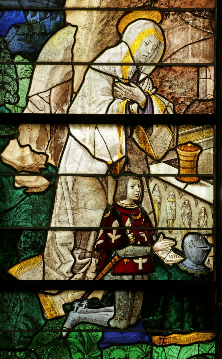 Ikkuna, jossa on Pyhä Maria Magdaleena ja lahjoittaja Jean le Picart de Radeval. tekijältä Rouen School
