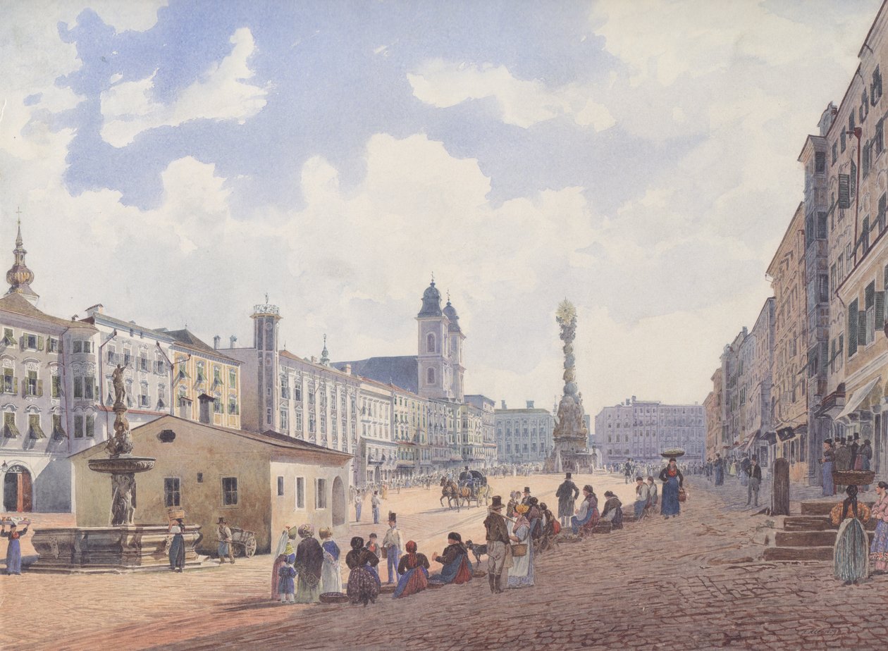 Der Hauptplatz, Linz tekijältä Rudolf von Alt