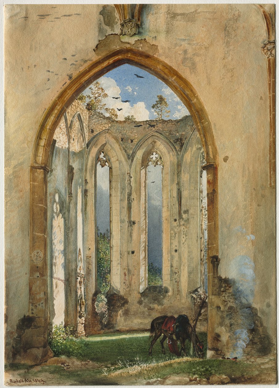 Kirkon rauniot, 1849. tekijältä Rudolf von Alt