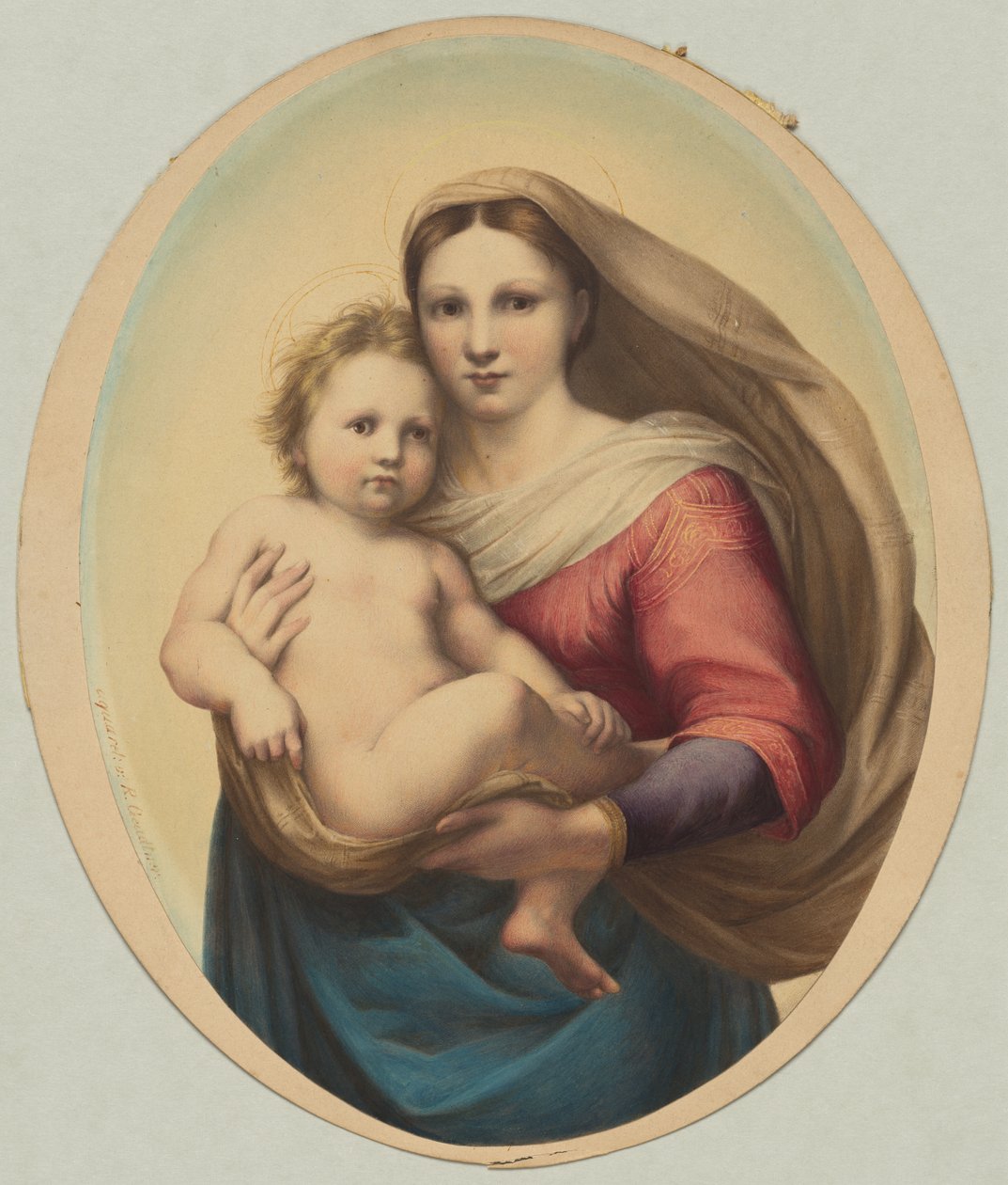 Kopio Raphaelin Sistine Madonnan mukaan tekijältä Rudolph Geudtner