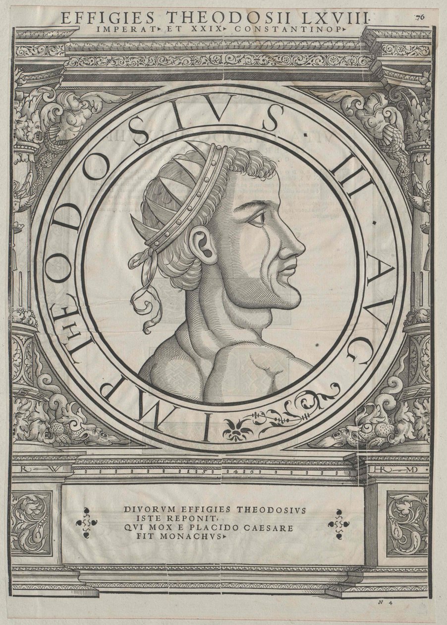 Itä-Rooman keisari Theodosius III (painettu) tekijältä Rudolph Wyssenbach