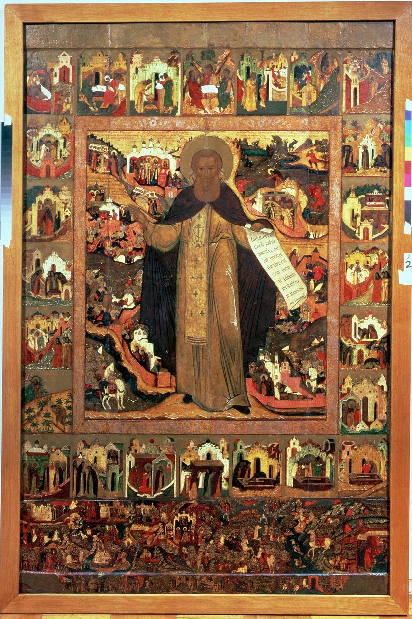 Pyhän Sergiuksen Radonežin elämä, 1640-luku (tempera taulussa) (katso lisätietoja 140823) tekijältä Russian School