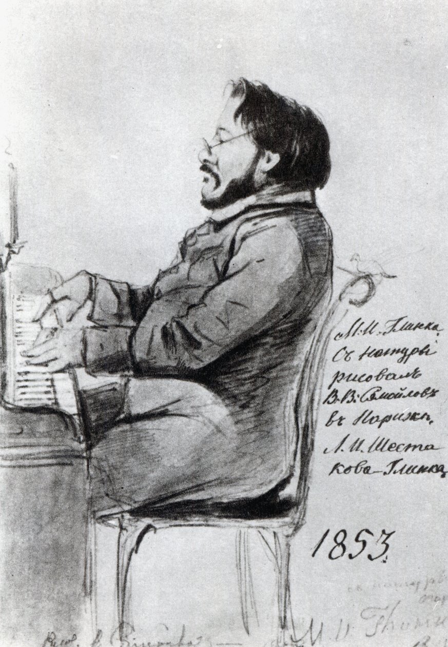Mihail Glinka, 1853 (tussi ja tussi, pesu paperille) tekijältä Russian School