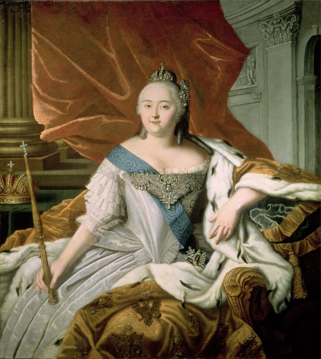 Venäjän keisarinna Elizabeth Petrovna (1709-62) muotokuva, noin 1750 tekijältä Russian School