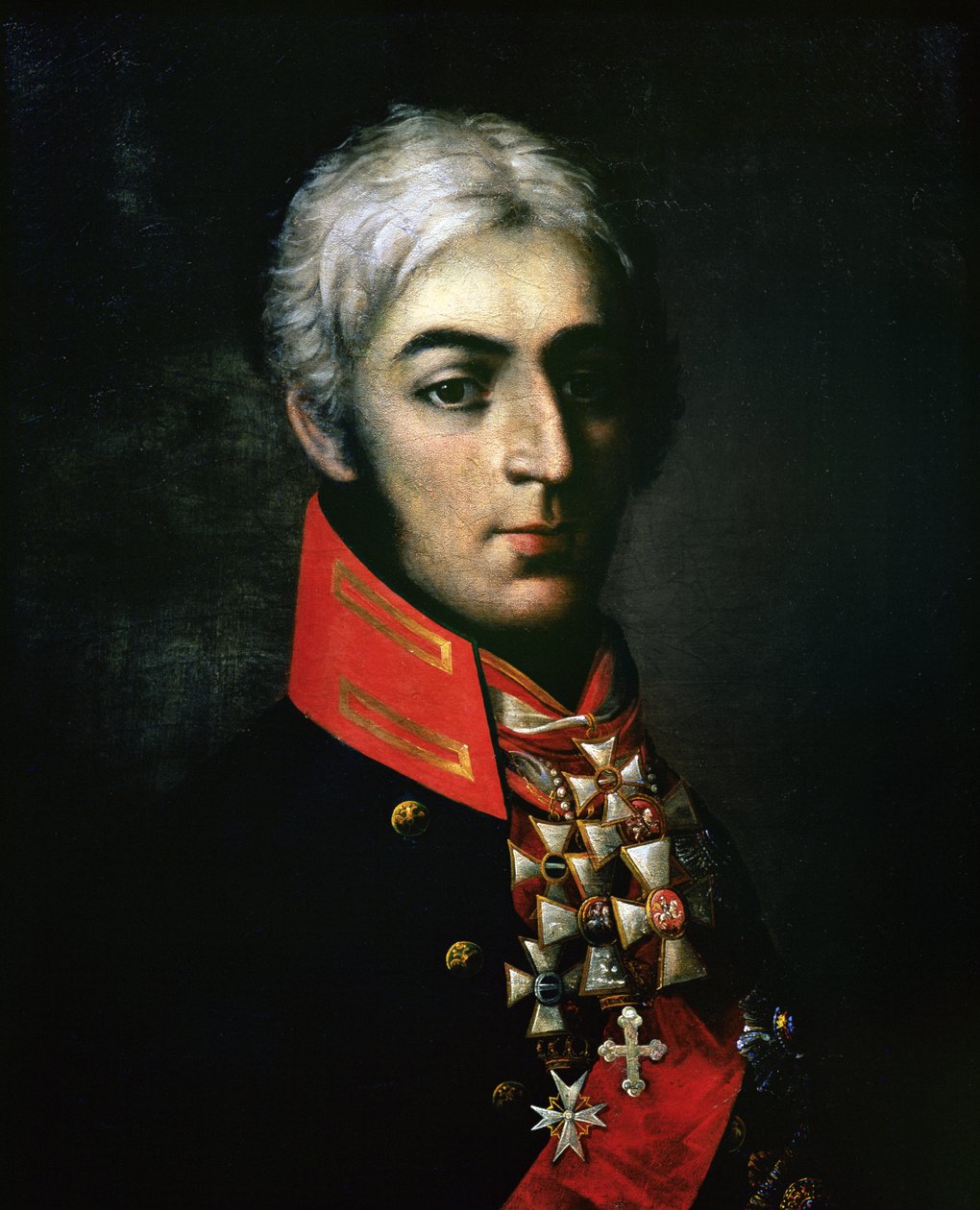 Prinssi Peter Bagrationin (1765-1812) venäläisen kenraalin muotokuva tekijältä Russian School