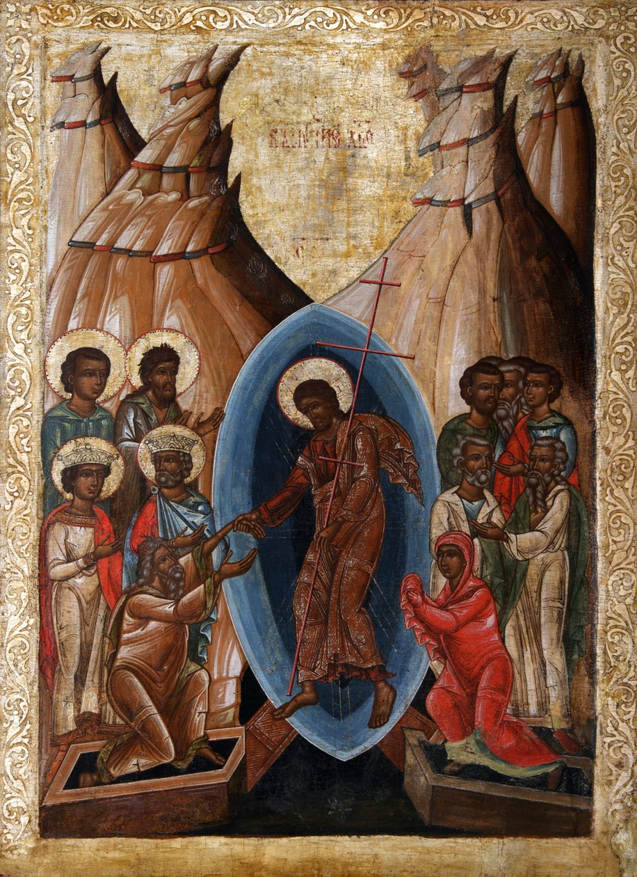 Laskeutuminen helvettiin, 1500-luvun alku. tekijältä Russian icon.