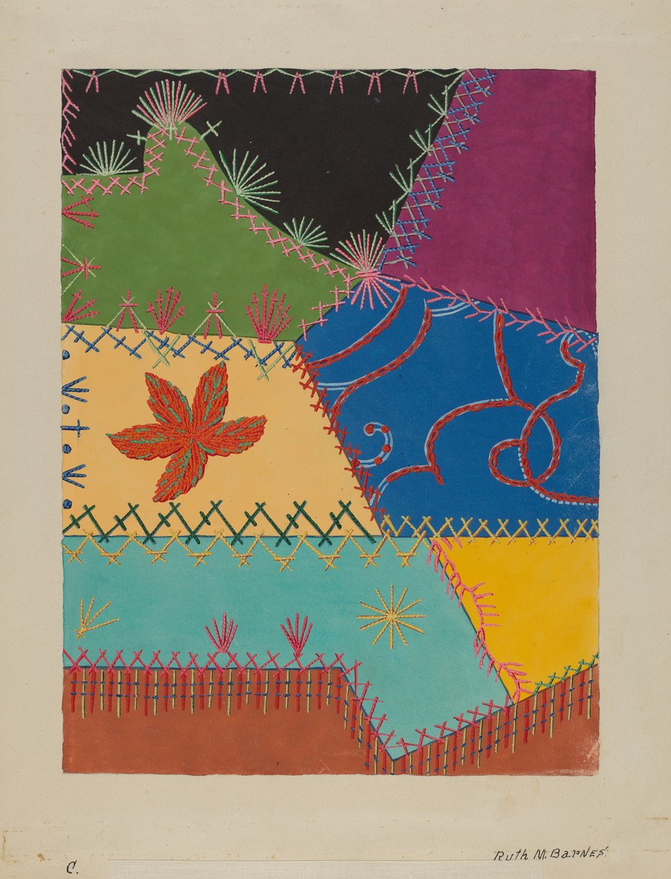 Hullu Quilt Detail, c. 1939. tekijältä Ruth M Barnes