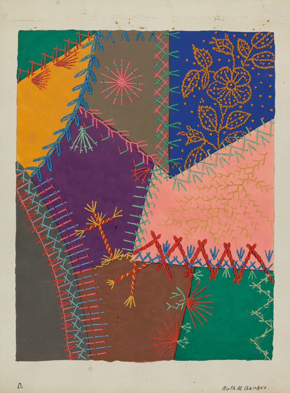 Crazy Quilt Detail, c. 1940. tekijältä Ruth M Barnes
