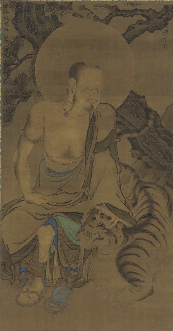 Arhat Kalika (Karika Sunja), Nanbokucho-kausi, 1300-luvun puoliväli (muste ja väri silkillä) tekijältä Ryozen