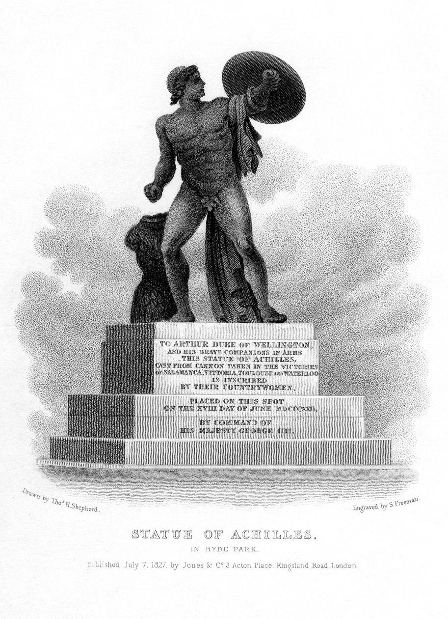 Akhilleuksen patsas, Hyde Park, Lontoo, 1827. tekijältä S. Freeman