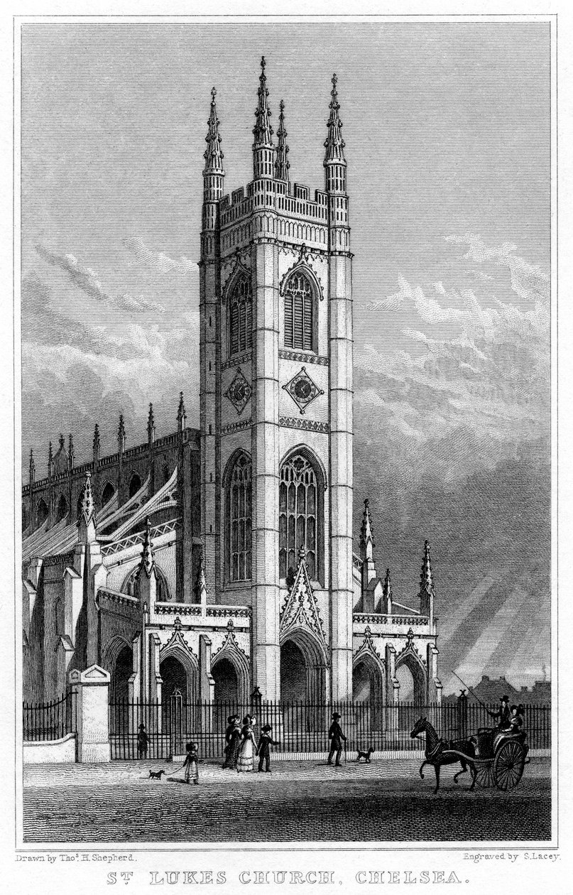 St Lukes Church, Chelsea, Lontoo, 1828. tekijältä S. Lacey