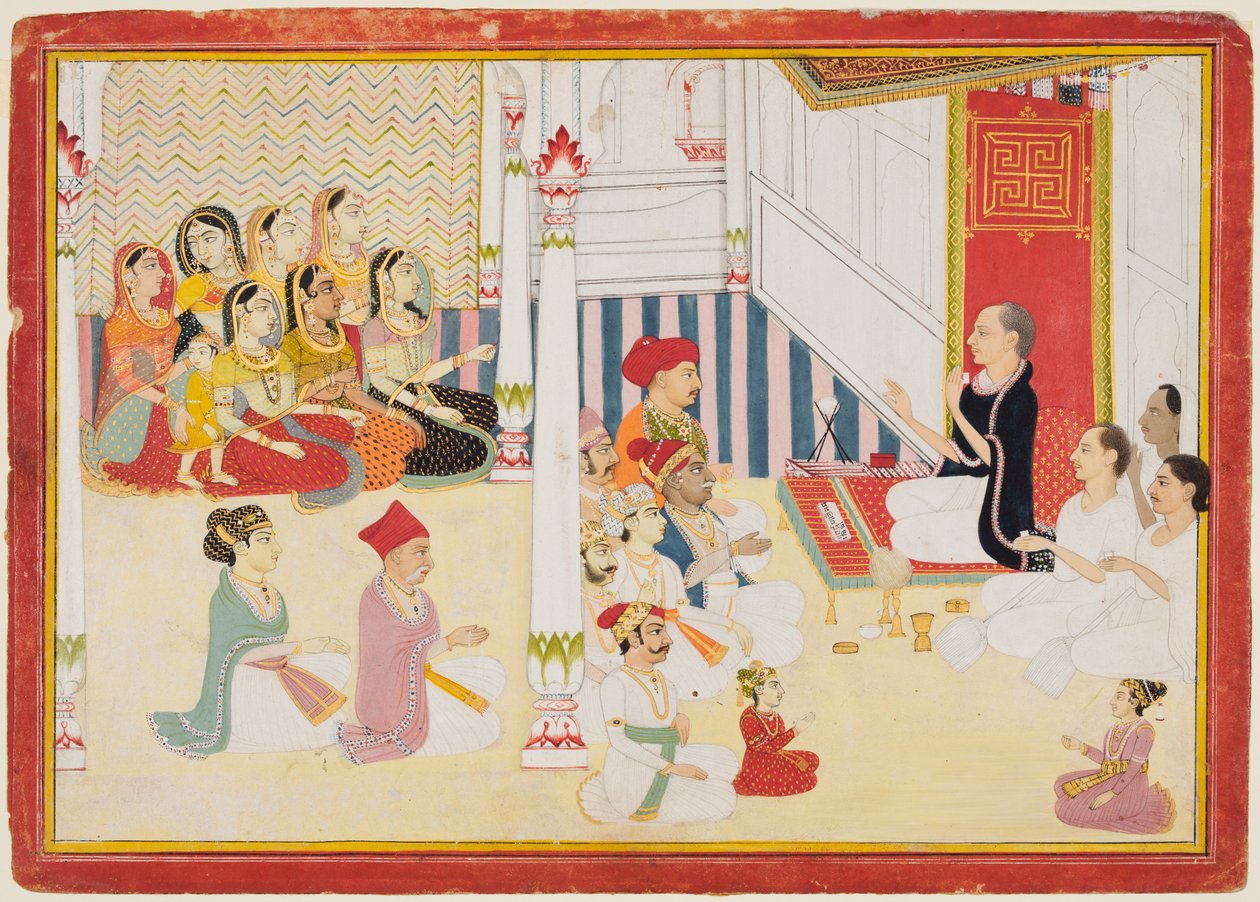 Svetambara Jain Teacher Giving Instruction, n. 1750-60. tekijältä Sahib Ram