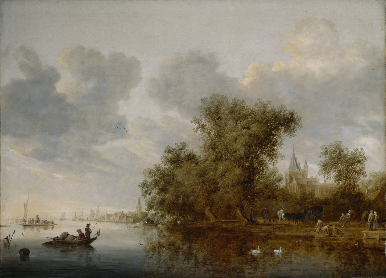 Jokimaisema, 1643 tekijältä Salomon van Ruisdael or Ruysdael