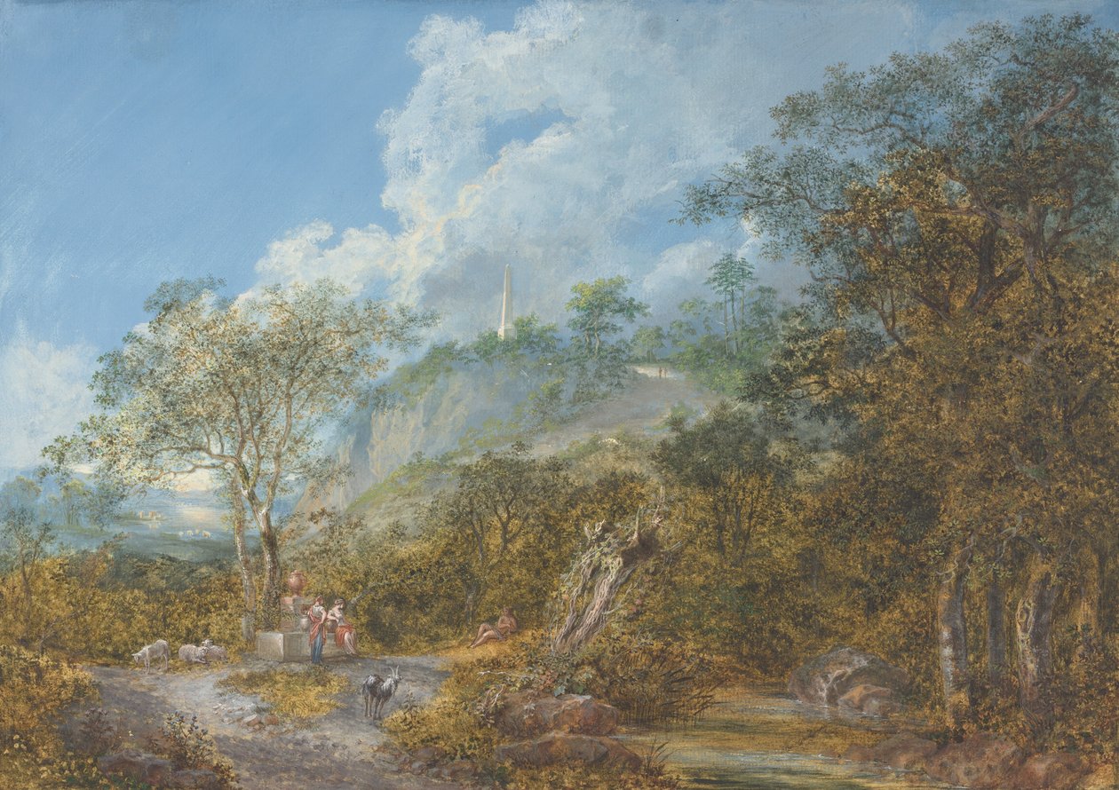 Arkadian maisema ja obeliski, 1785. tekijältä Salomon Gessner