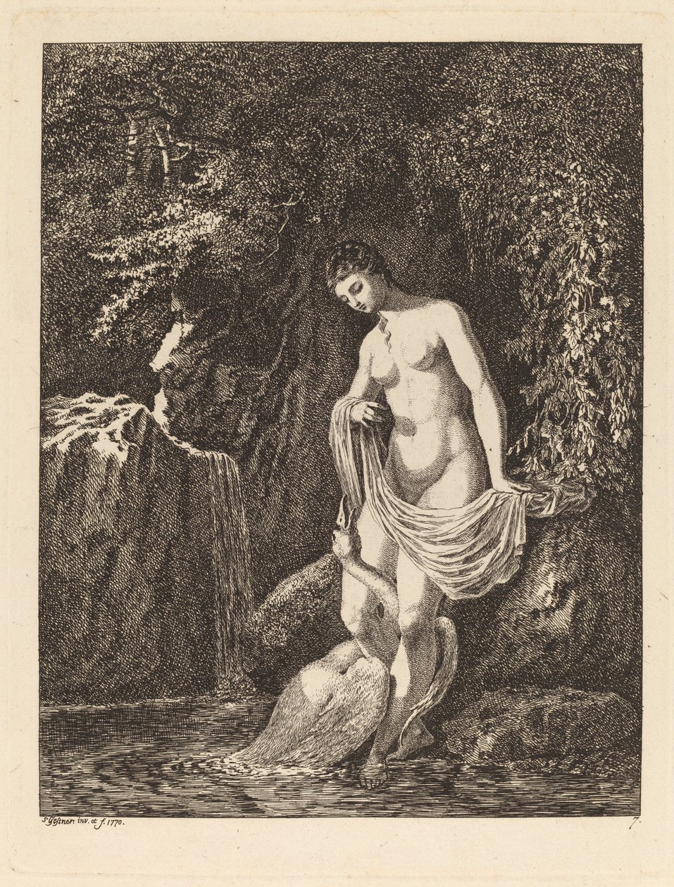 Leda ja joutsen, 1770. tekijältä Salomon Gessner