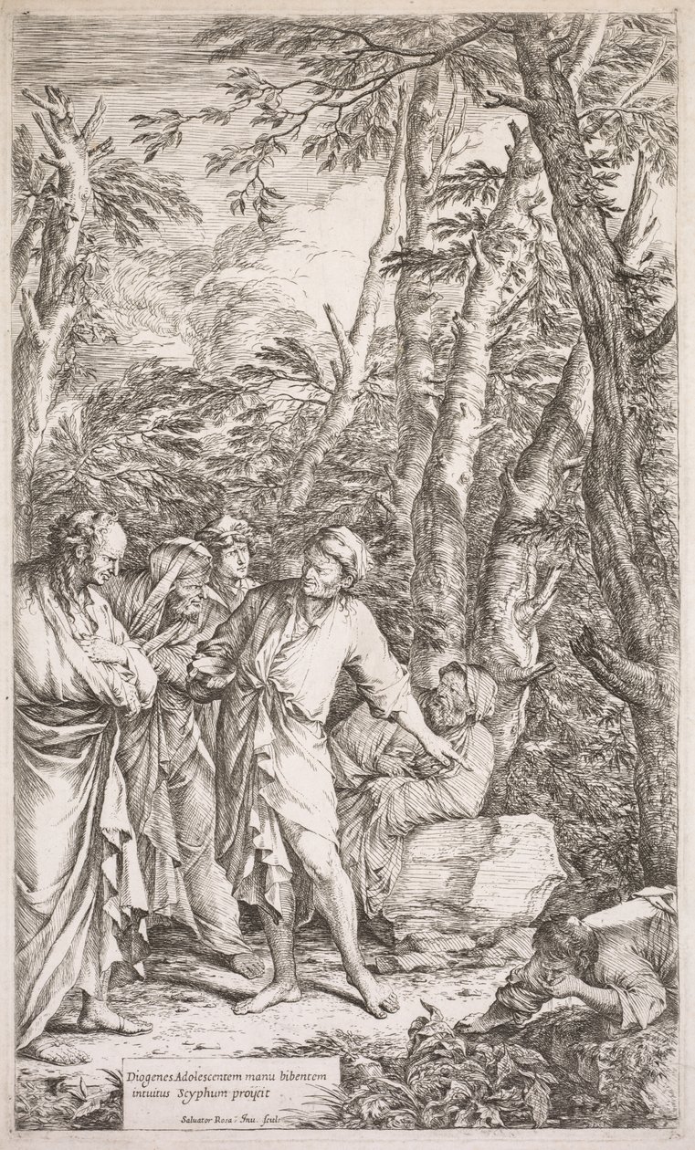 Diogenes ja hänen maljansa, 1662. tekijältä Salvator Rosa