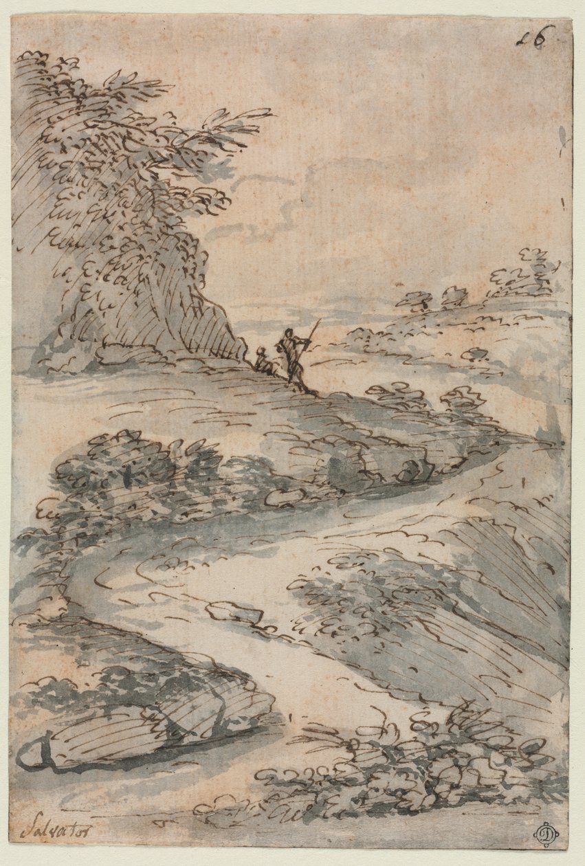 Figuurit mutkaisella tiellä, 1600-luvun puoliväli. tekijältä Salvator Rosa