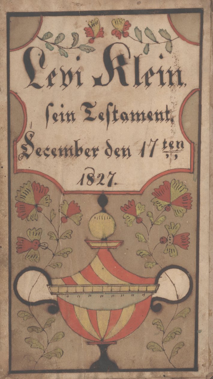 Levi Kleinin kirjakilpi, 1834 muste ja väri paperille tekijältä Samuel Bentz
