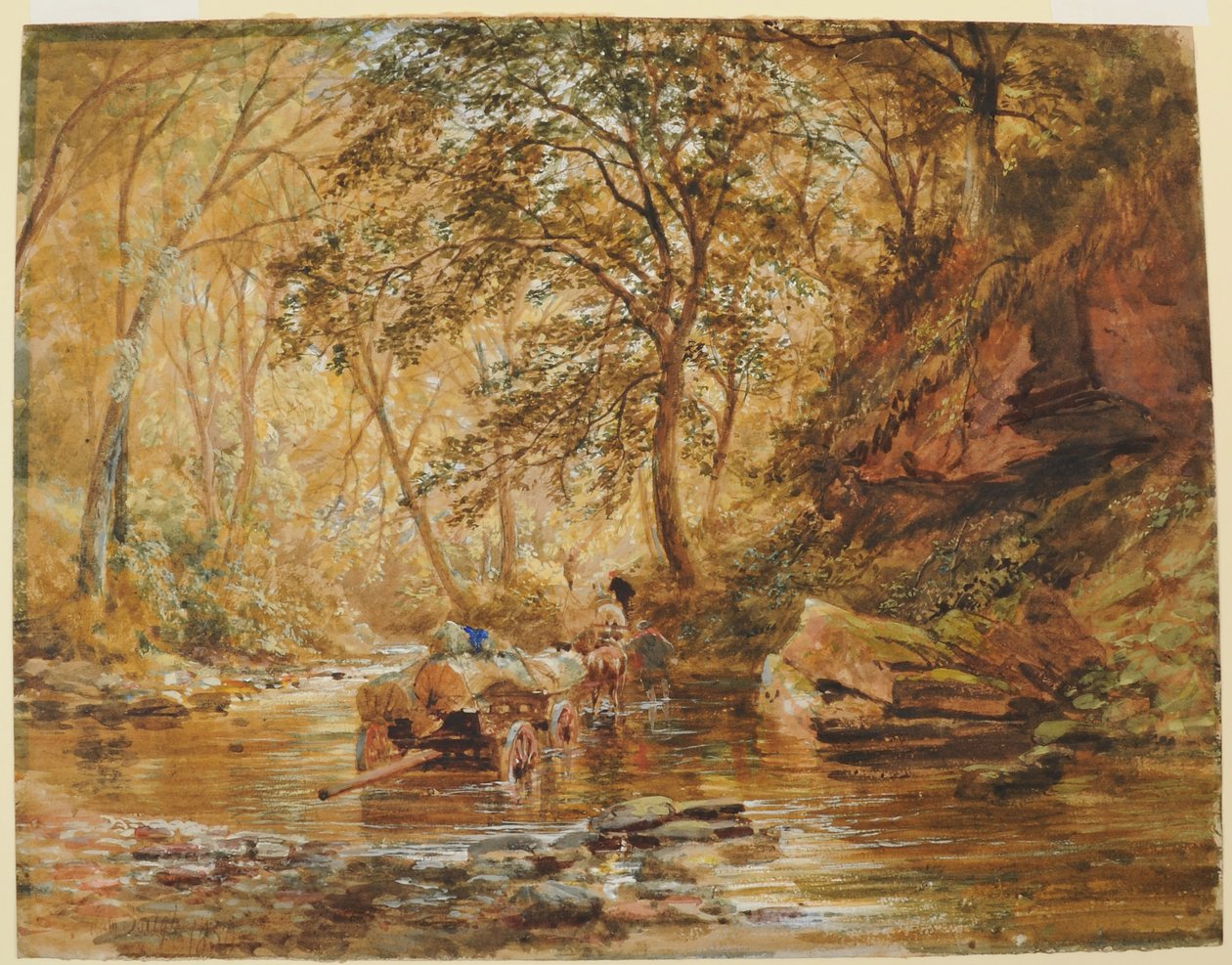 Cadzow Burn, 1856 (wc paperilla) tekijältä Samuel Bough