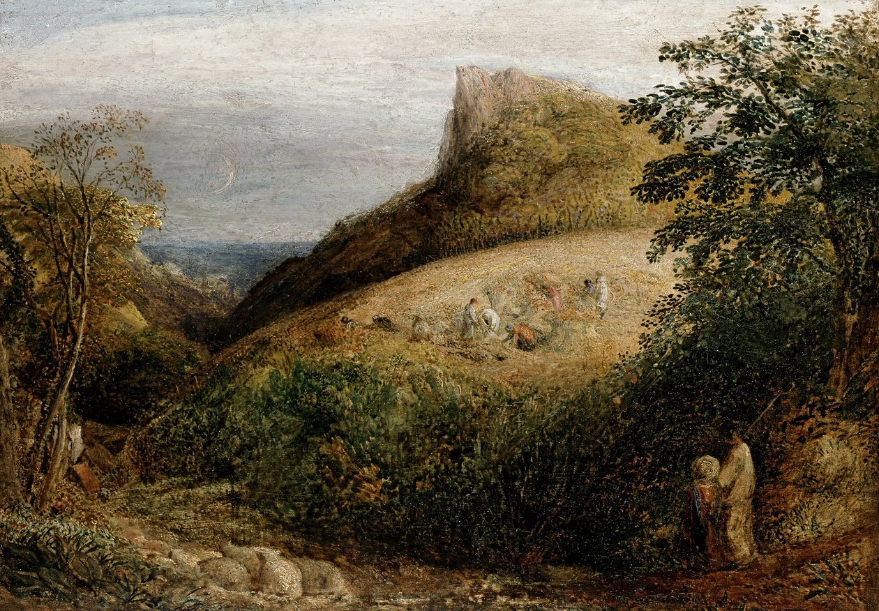 Pastoraalinen kohtaus, 1800-luku tekijältä Samuel Palmer