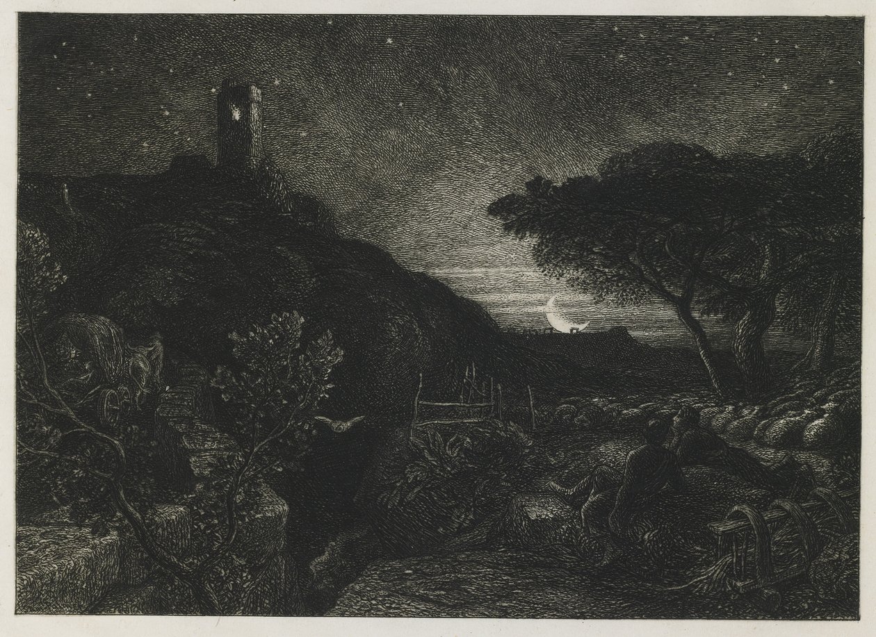 Yksinäinen torni, 1879 tekijältä Samuel Palmer