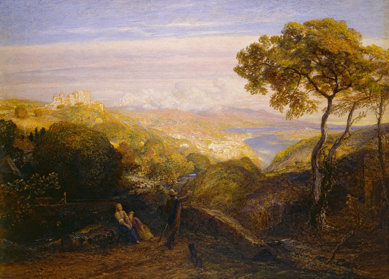 The Prospect, 1864-81 (akvarelli ja bodycolour, arabikumi, Lontoon kartongille) tekijältä Samuel Palmer