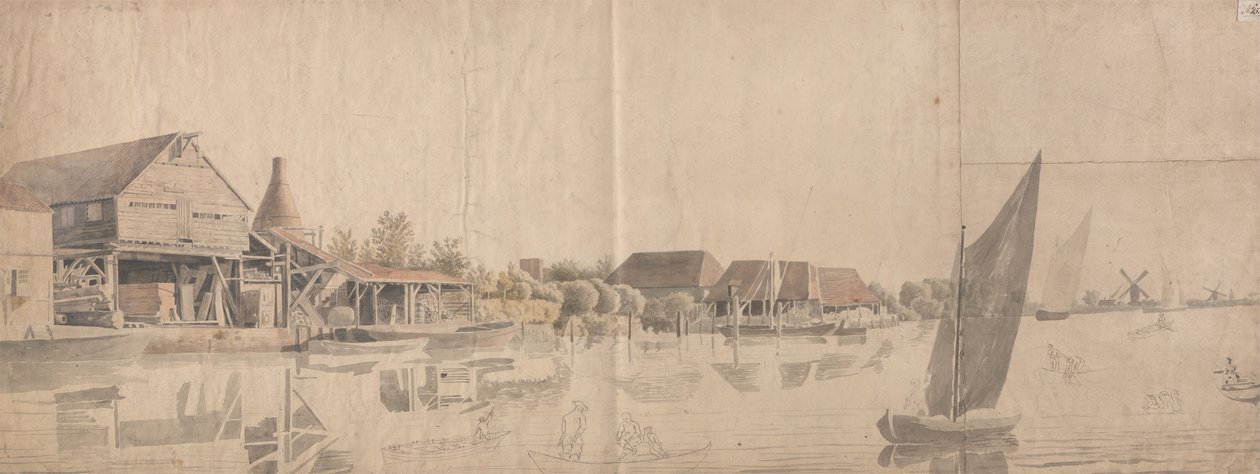 Puupiha Thamesissa yhdeksän jalan jalassa tekijältä Samuel Scott