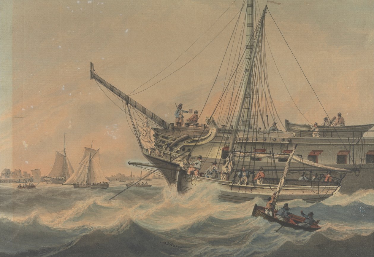 Man-of-War ja Shipping off the Coast tekijältä Samuel Atkins