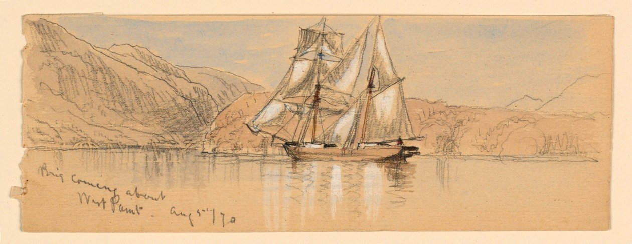 Brig tulossa, West Point tekijältä Samuel Colman
